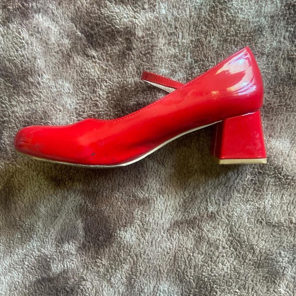 Red Patent Leather Mary Jane Heels - Picture 2 of 6